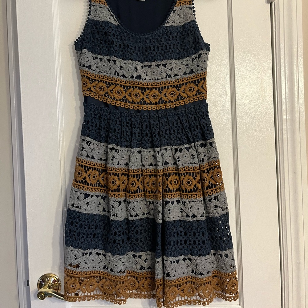 Maeve Crochet Stripe Fit & Flare Shift Dress